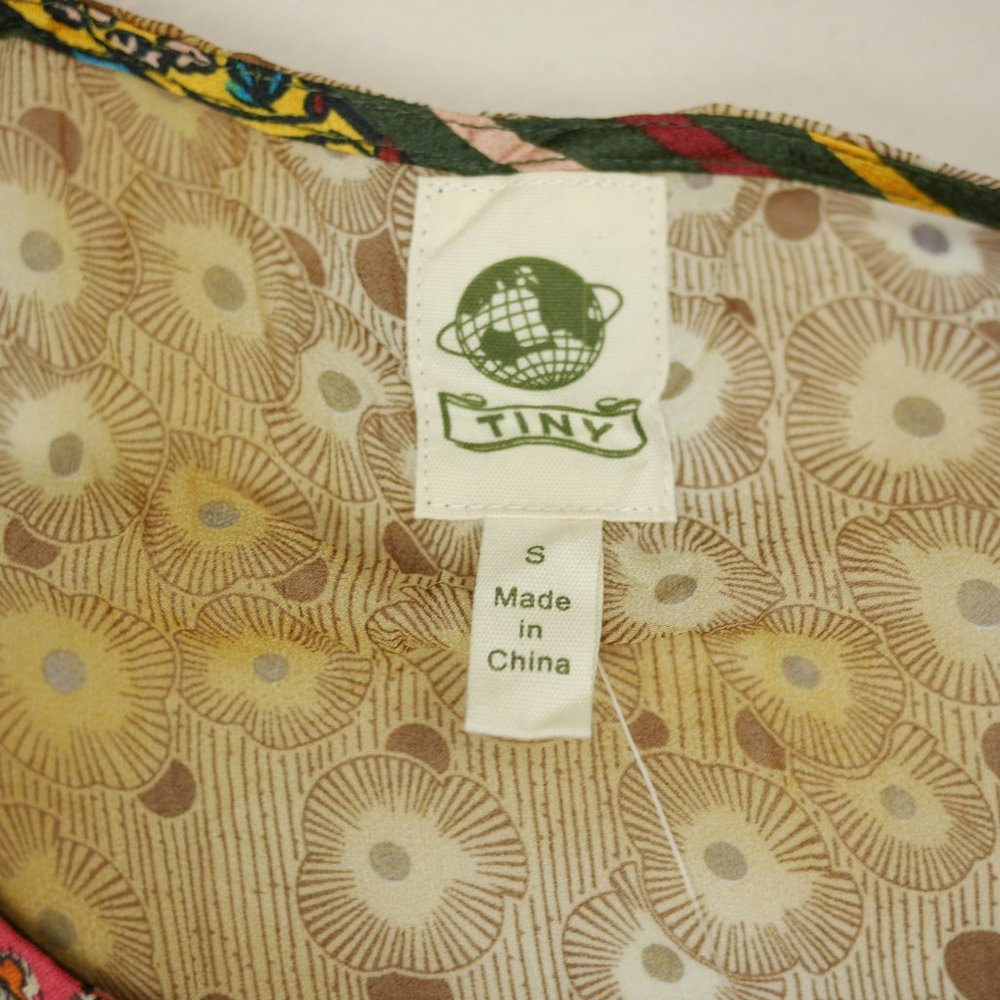 TINY by Anthropologie Women's S Green & pink floral short sleeve chiffon dress - Picture 8 of 10
